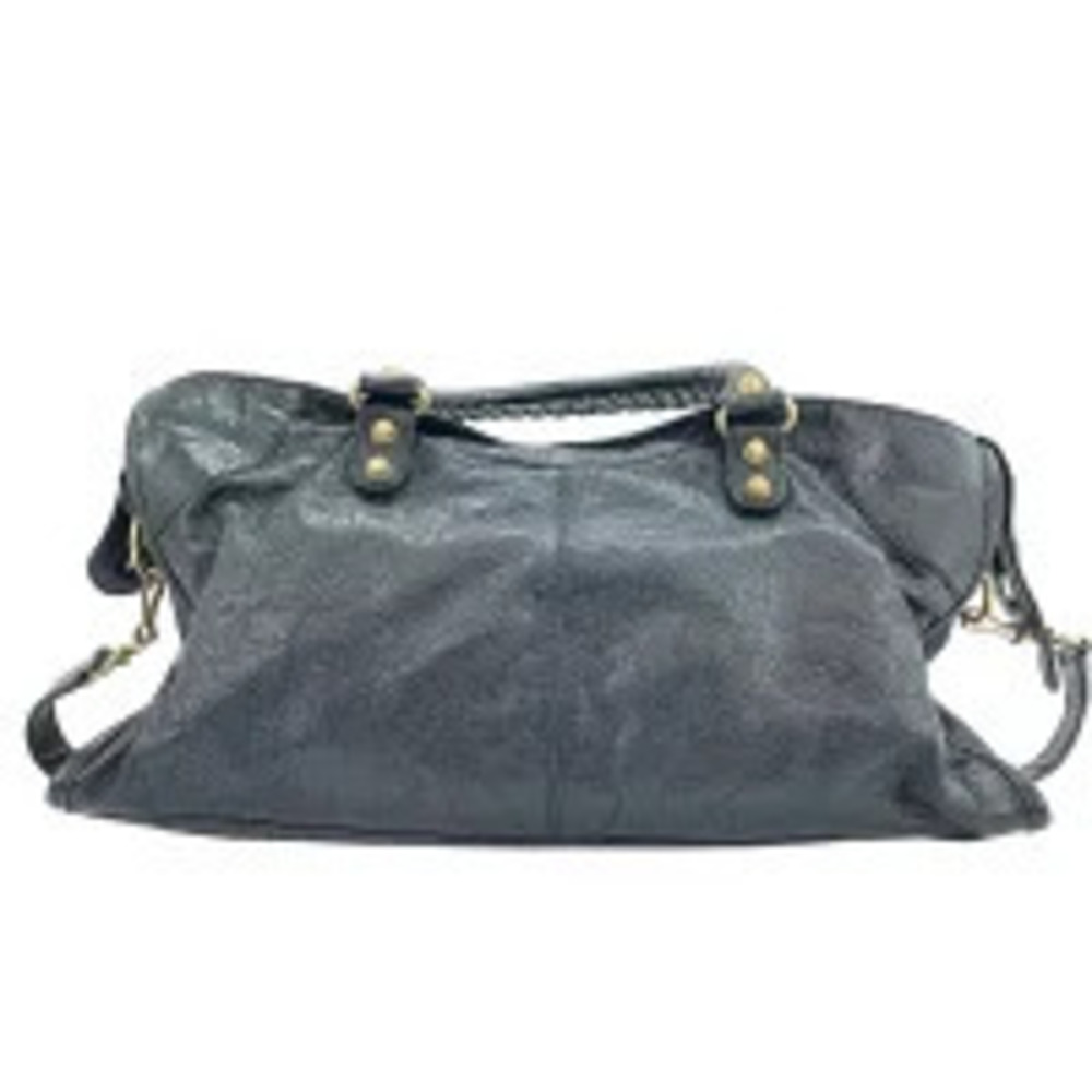 Balenciaga Leather Giant Time Handbag Black